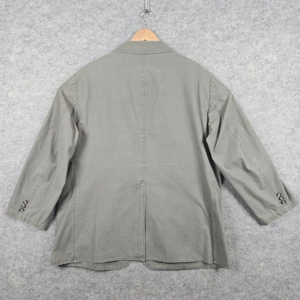 LL Bean Men's Green Cotton Blazer Size 48 Reg Chore Jacket Vintage Fall SMUDGE